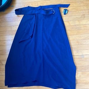 Club Monaco new “drape midi” skirt. Mid calf length, wrap, modal, size 2